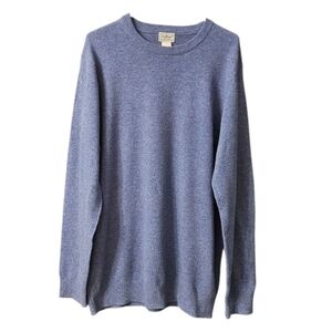L.L.Bean Men's 100% Lambswool Crewneck Sweater Size Large Tall Blue